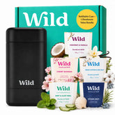 Wild Aluminum Free Natural Deodorant Ultimate Starter Kit - Black Case - Natural Ingredients & 24 Hour Odor Protection - Women & Men's - Variety of Scents - Case + 5 Refills