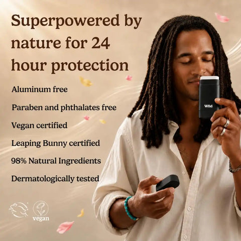 Wild Aluminum Free Natural Deodorant Ultimate Starter Kit - Black Case - Natural Ingredients & 24 Hour Odor Protection - Women & Men's - Variety of Scents - Case + 5 Refills