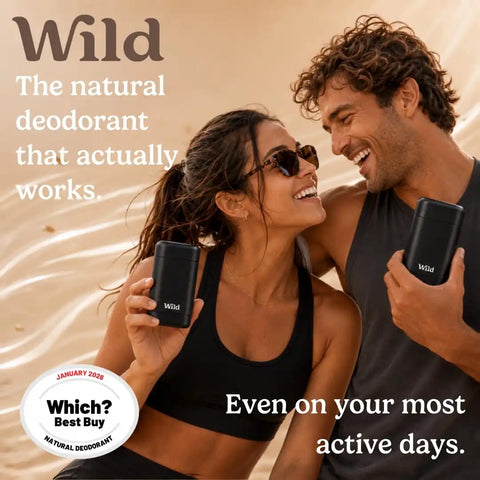 Wild Aluminum Free Natural Deodorant Starter Kit - Refillable Black Case - Natural Ingredients & 24 Hour Odor Protection - Women & Men's - Honey & Cactus Flower Scent - Case + 1 Refill