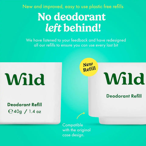 Wild Aluminum Free Natural Deodorant Refills - Fresh Cotton & Sea Salt - Women & Men's - Fits Wild Refillable Case - 24 Hour Odor Protection - Box of 3